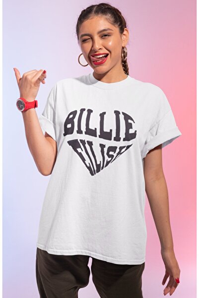 SEVBANO Μπλουζάκι τραγουδίστριας με στάμπα Billie Eilish με θέμα την καρδιά, ...