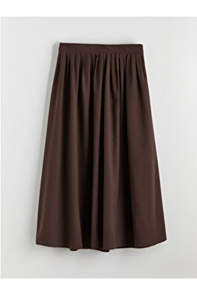 LC Waikiki Brown Zippered Pleated Skirt