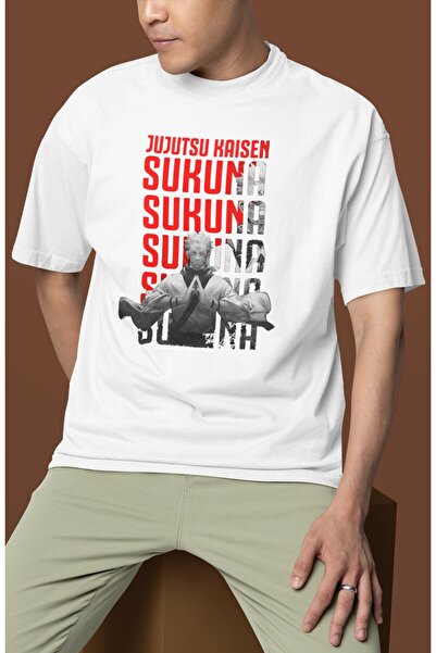SEVBANO Tricou unisex supradimensionat cu imprimeu Jujutsu Kaisen Ryomen Suku...