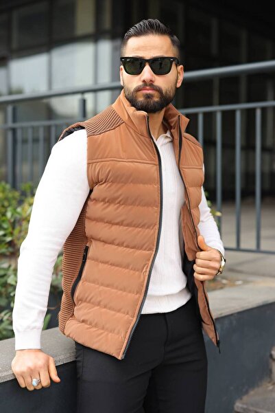 Helen Goods New Season Knitwear Detailed Nova Fabric Men's Puffer Vest