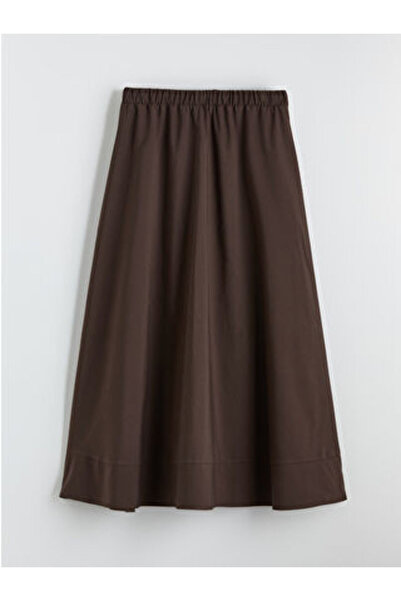 LC Waikiki ARTI-STORE Beli lastikli, midi boy kadın etek, %100 pamuk poplin k...