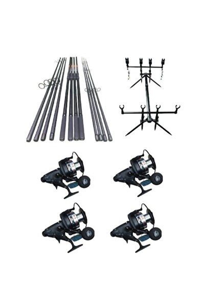 eastshark Set Pescuit, eastshark, 4 Lansete 3.60m, 4 Mulinete 7000, Rod Pod 4...