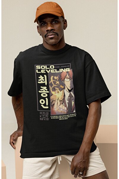 SEVBANO تي شيرت سولو ليفلينج تشي جونغ-إن مطبوع عليه شخصية أنمي كبيرة الحجم لل...