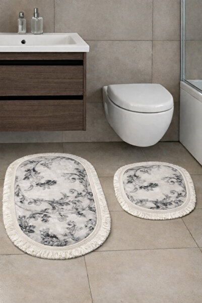 MUK's Non-Slip Base Washable Dust and Stain Proof Set of 2 Toilet Bowl Oval B...