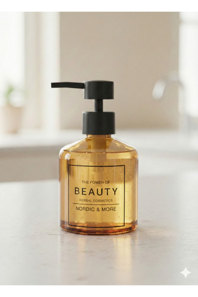 Le Paon موزع صابون سائل من الزجاج الكهرماني سعة 280 مل - موزع صابون فاخر للحم...