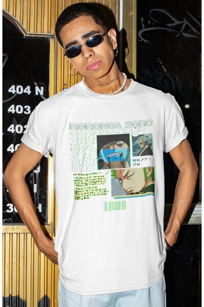 SEVBANO تي شيرت رورونوا زورو مطبوع للجنسين بمقاس كبير من One Piece Anime Char...