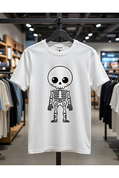 playwear PLAY WEAR Tricou unisex cu imprimeu BIG EYES SKELETON, cu decolteu r...
