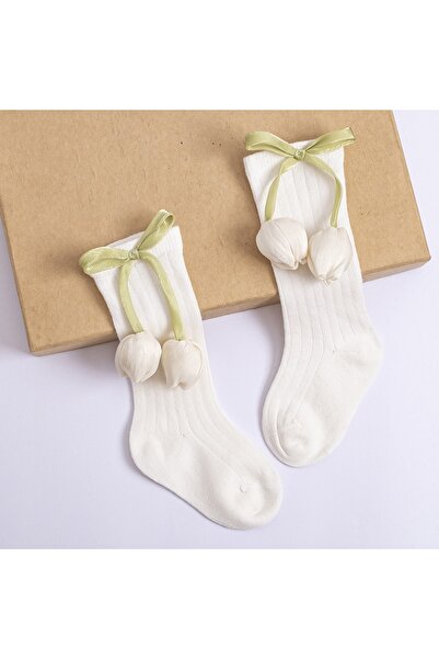 Cumino Girl's Socks 2-5 Years Old Special Design Product with Flower Accessories