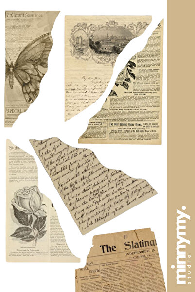 Minnymy Ephemera Collection Vintage Sticker, Çıkartma, Ajanda, Günlük, Planla...