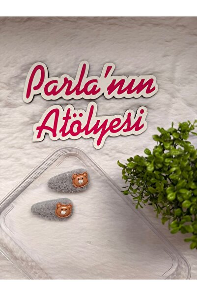 SOFT Набір з 2 сірих застібок-кнопки з фігуркою ведмедя