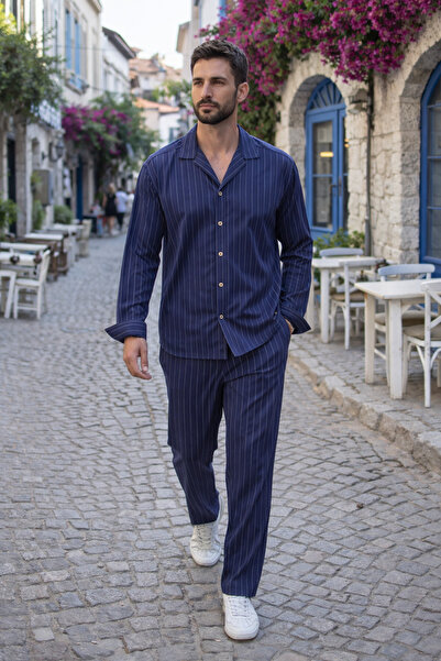 Boi Noul sezon Alaçatı Style - Set unisex din țesătură creponată, cămașă și p...