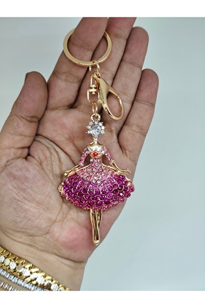 By Semra Lüks Taşlı Balerin Figürlü Anahtarlık Parlak Taş Detaylı Çanta & Ana...