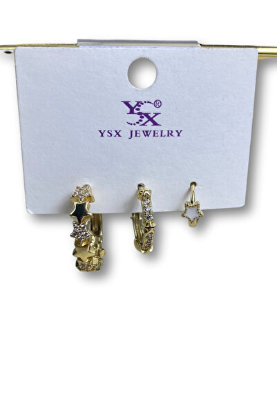 Brethils Ysx 3-Piece Combination Star Rain Earring Set Non-Tarnish Anti-Allergic