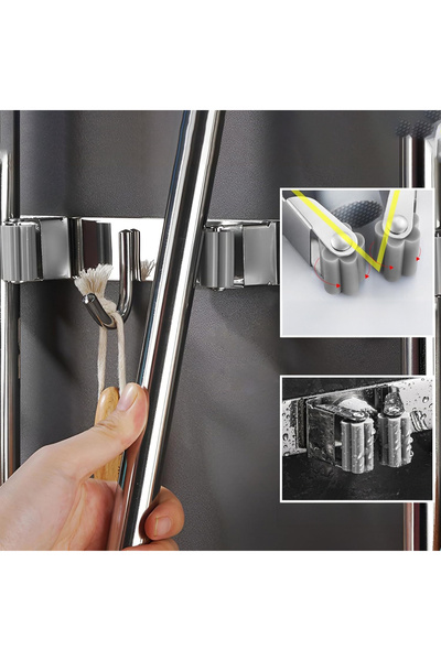 ForWhat Četvorokukasta vješalica sa tri kopče za držač metle i četke za kance...