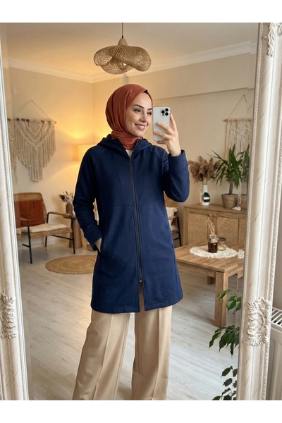 DKECCI Su İtici Rüzgar Kesici Uzun Softshell Tesettür Mont - Kapüşonlu Mevsim...