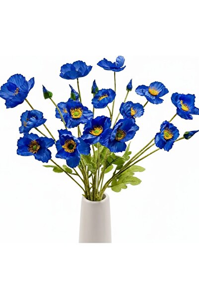 Lilac Home Yapay 4`lü Koyu Mavi Gelincik Dalı 60 Cm