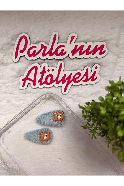 SOFT Набір з 2-х синіх застібок-кнопки з фігуркою ведмедика