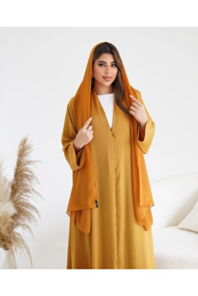 lune premium abaya. button details with matching color scarf