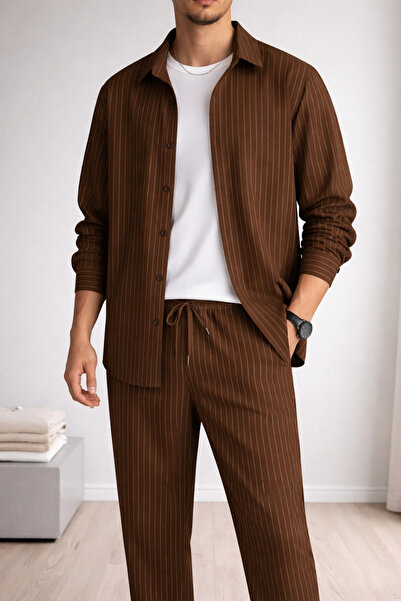 Boi Noul sezon Alaçatı Style - Set unisex din țesătură creponată, cămașă și p...