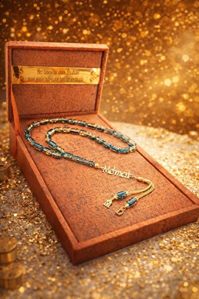 KEHRİADANA TESBİHCİLİK KEHRİADANA KEHRİBAR TURKUAZ ALTIN PARÇACIKLI İSME ÖZEL...