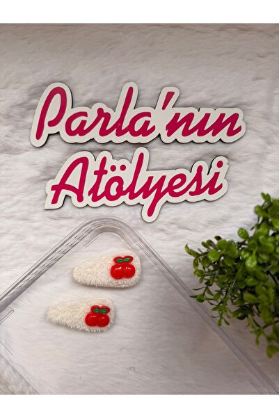 SOFT Set od 2 bijele pernate kopče u obliku trešnje
