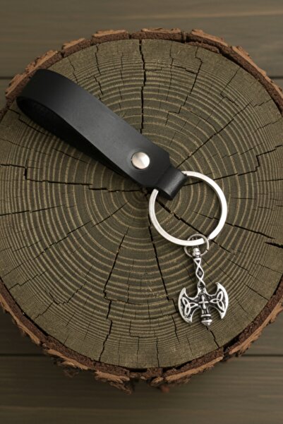 AB Takı Balta Design Real Leather Keychain Black Genuine Leather Keychain Fas...