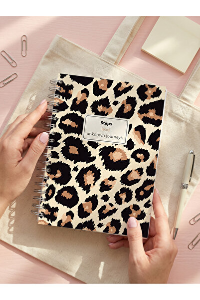 Notisyon Spiral A5 Unlined School Notebook with Lesson Schedule, Leopard Cove...