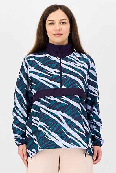 Asics سويت شيرت رياضي نسائي بنصف سحاب بنقشة التمويه، متعدد الألوان