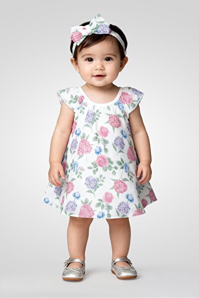 Baby Starters طقم فستان وعصابة رأس بنقشة زهور مكون من قطعتين للبنات الصغيرات،...