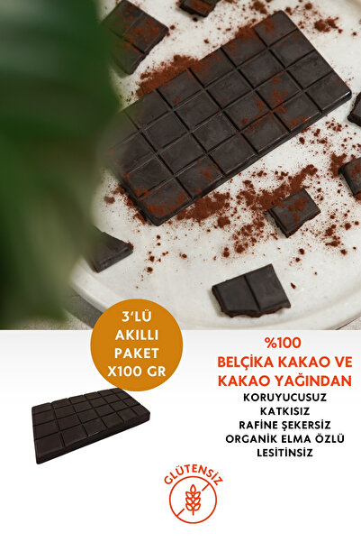 Mikro Herküller Glutensiz 3'lü Kuvertür Rafine Şekersiz %70 Bitter Belçika Çi...