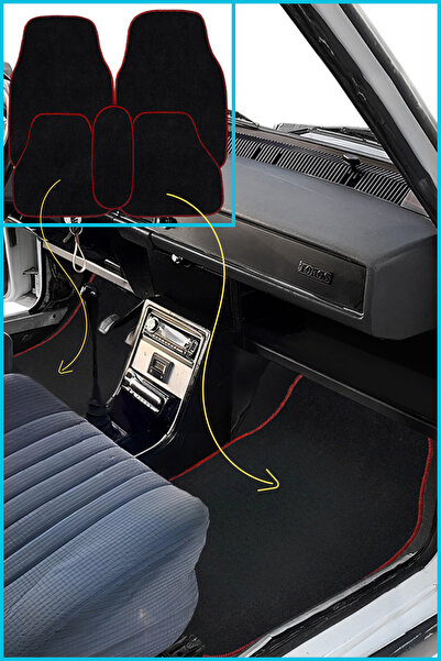 ulustekstil Renault 12 Toros 5 Parça Nakışlı Siyah Oto Halı Paspas Seti ‘’LOG...