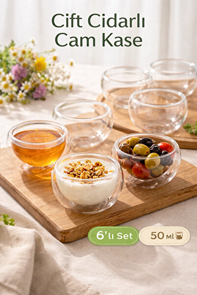 Tilbe Home 6lı Çift Çidarlı Mini Sosluk Drajelik Lokumluk Kase Şekerlik Çerez...