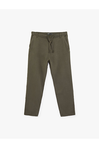 Koton Pantaloni din bumbac cu buzunare, talie straight fit și nasturi