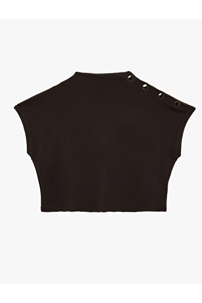 Koton Modal Fabric Accessory Button Detailed Lightweight Stand Collar Sleevel...