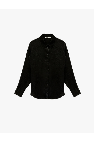 Koton Comfortable Fit Buttoned Long Sleeve Classic Collar Satin Shirt