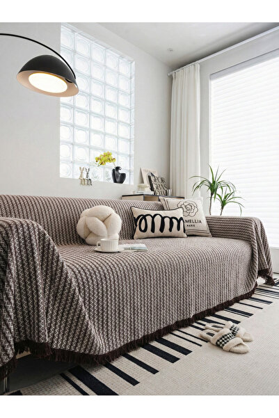 rellhome Cotton Sofa Cover with Fringes | Multi-Purpose Cover | Sofa Shawl | ...