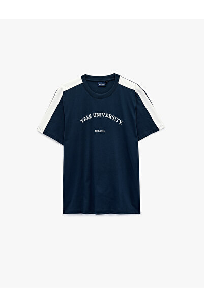 Koton Regular Fit Short Sleeve Crew Neck Color Block Printed Licensed Yale T-...