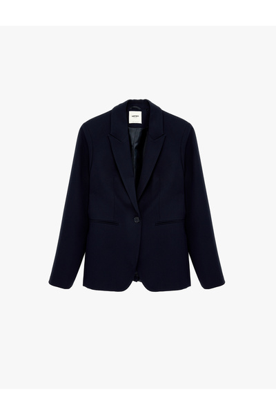 Koton Wide Collar Crepe Blazer Jacket with Buttoned Pockets