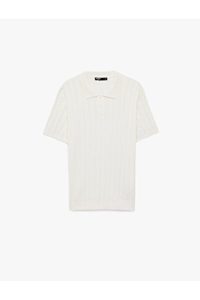 Koton Regular Fit Short Sleeve Textured Buttoned Polo Collar Knitwear T-Shirt