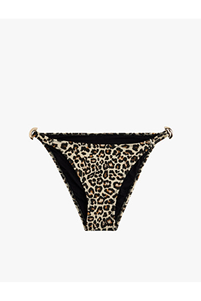 Koton Leopard Patterned Bikini Bottom with Drawstring and Accessory Detail on...