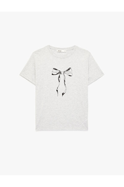 Koton Κοντομάνικο μπλουζάκι με λαιμόκοψη ποδηλάτου και στάμπα με φιόγκο από π...