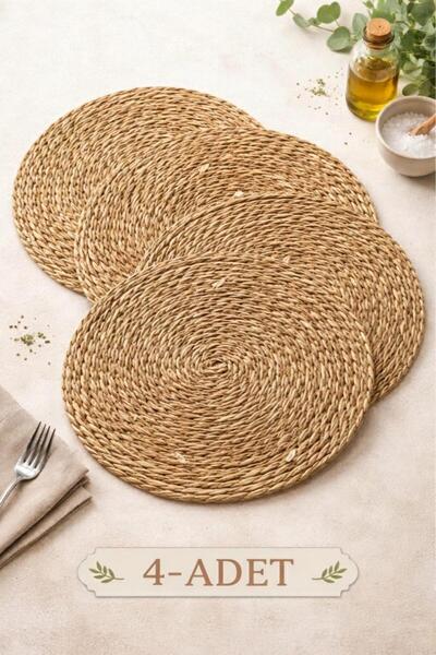 DCA SUPPLY STORE 4'lü Doğal Jüt Hasır Supla Seti - Bohem Amerikan Servis & Du...