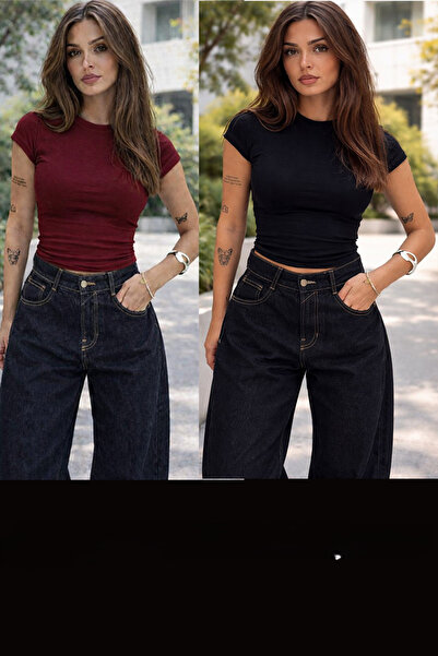 Boi Γυναικεία μπλούζα με λαιμόκοψη ποδηλάτου σε μαύρο και λευκό χρώμα, με μαν...