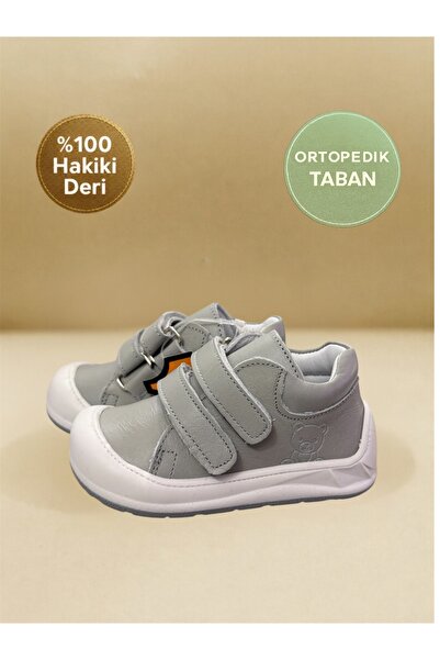 NİNO BEBE Nino Genuine Leather Orthopedic Sole Teddy Bear Detailed First Step...