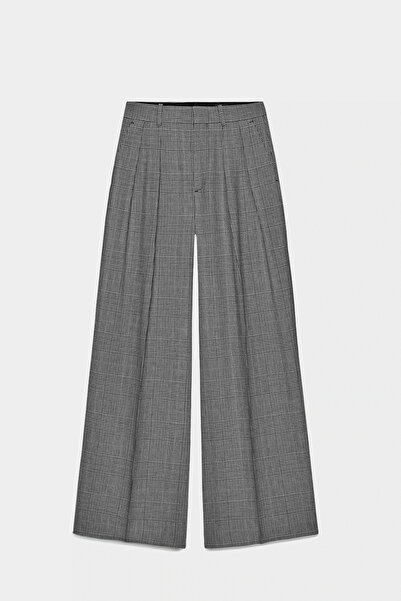 Açelya Okcu Premium Dimare Mid Waist Plaid Woven Trousers