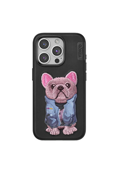 eco port غطاء فينكو لآيفون 15 برو بنمط لطيف - أسود