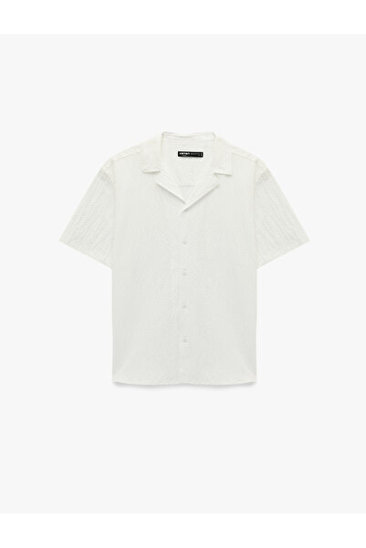 Koton Regular Fit Short Sleeve Pocketed Textured Turn-Down Collar Shirt