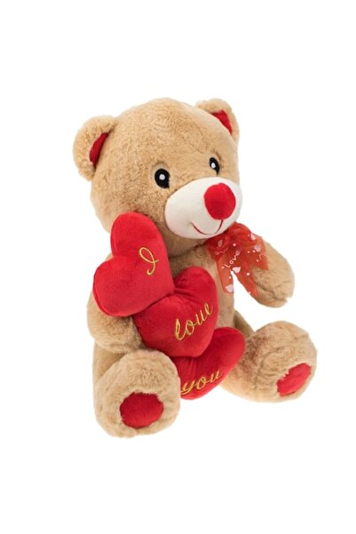 OEM Beige Teddy Bear with Triple Red Heart 40cm