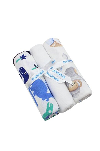 PRICHINDEL Set of 3 Diapers, Cotton Flannel, Dino and Koala Bear, 80x70cm, Mu...