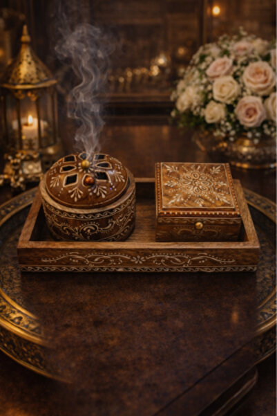 Generic Traditional Indian Incense Burner with Box and Tray